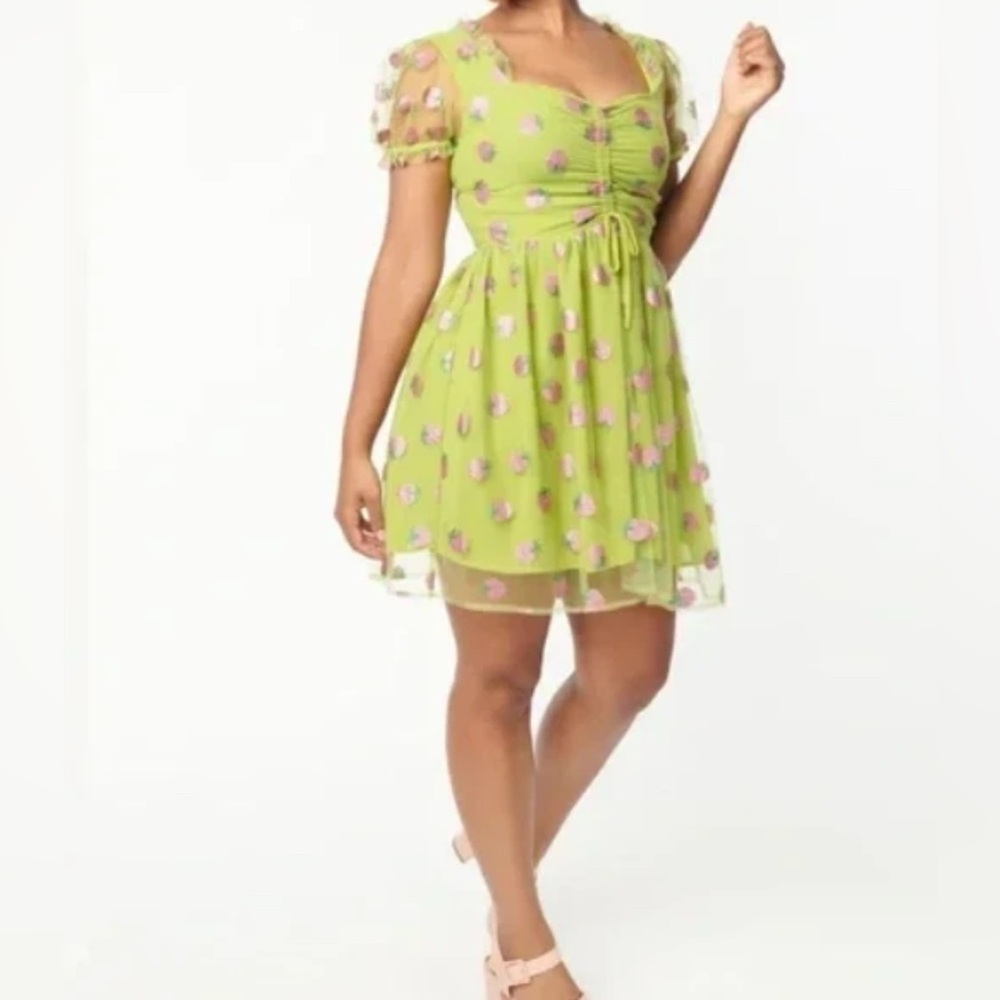 Smack Parlour Avocodo and Pink Strawberry Print Dress Size XL NWT‎